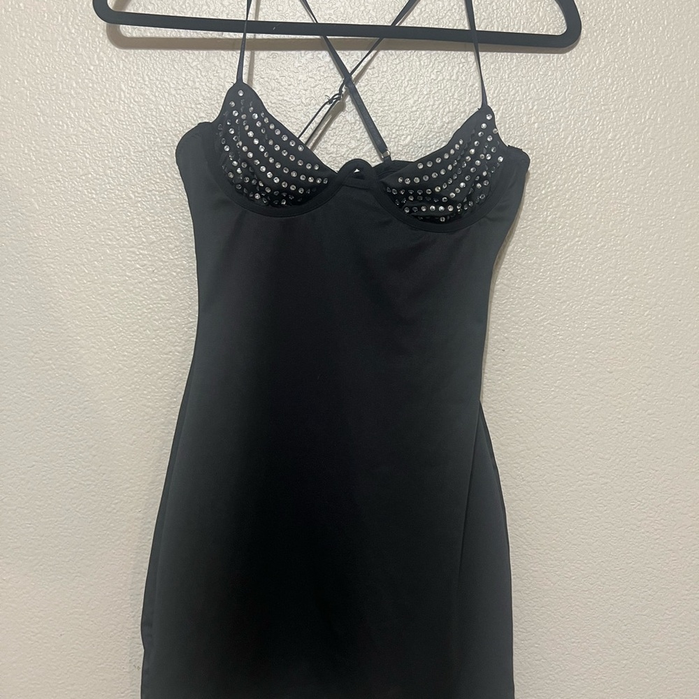 Black Studded Spaghetti Strap Too